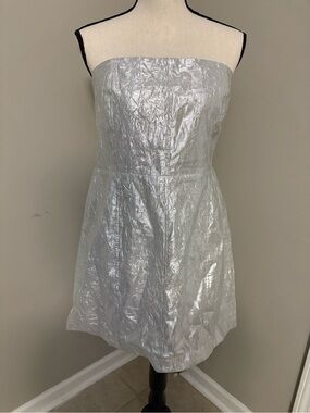 Lulu's Silver Strapless Party Poise mini dress-SIZE XL